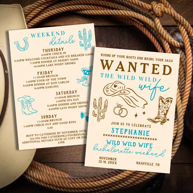 Invitation Wild Wild Wife 4 Jours Itinéraire Bachelorette Par (Créateur téléchargé)