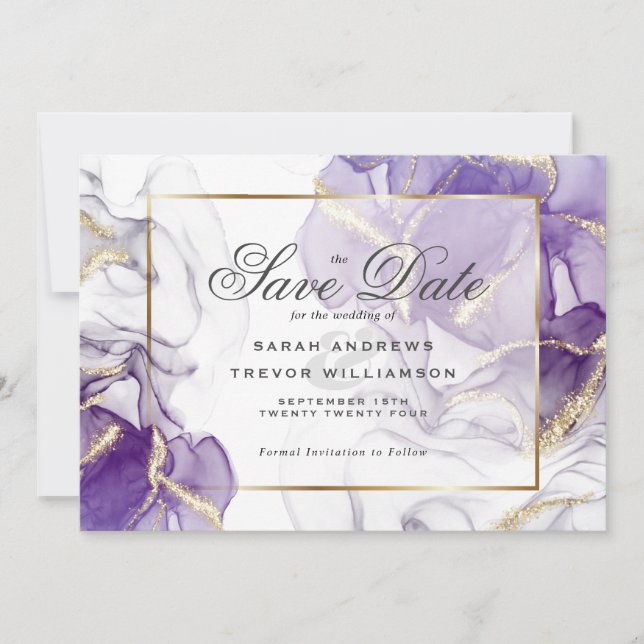 Invitation Wild Wisteria Gold Abstrait (Devant)