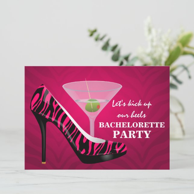Invitation Wild Zebra High Heel Chaussures Bachelorette Party (Debout devant)
