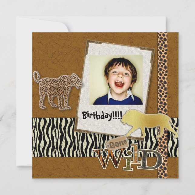 Invitation Wild Zebra Safari Zoo Anniversaire Photo Invitatio (Devant)