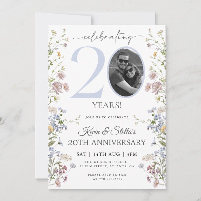 Invitation Wildflower 20e anniversaire de la photo (Devant)