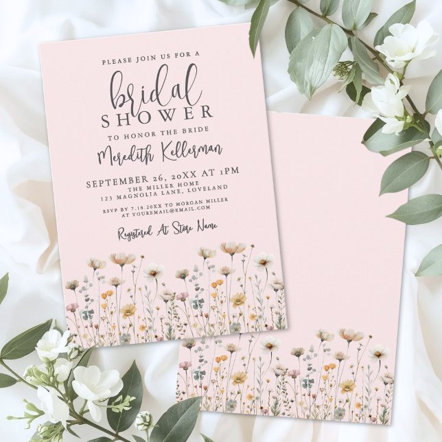 Invitation Wildflower Blush Pink Bridal Shower (Wildflower Blush Pink Bridal Shower Invitation)