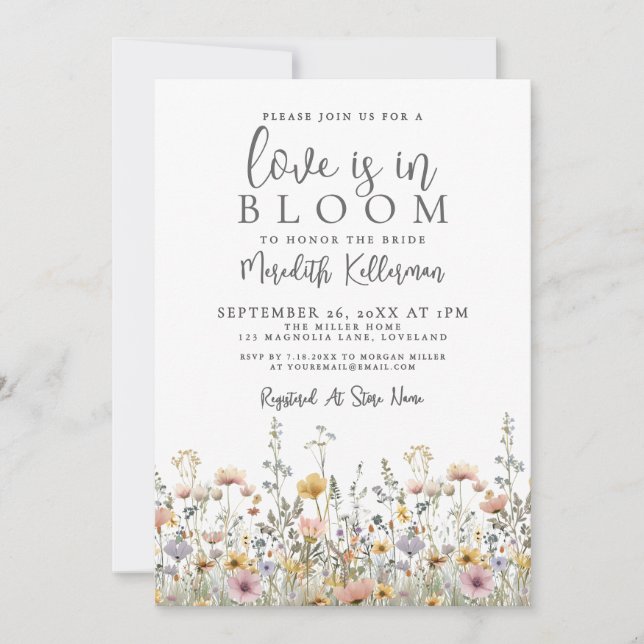 Invitation Wildflower Floral Bridal Shower (Devant)