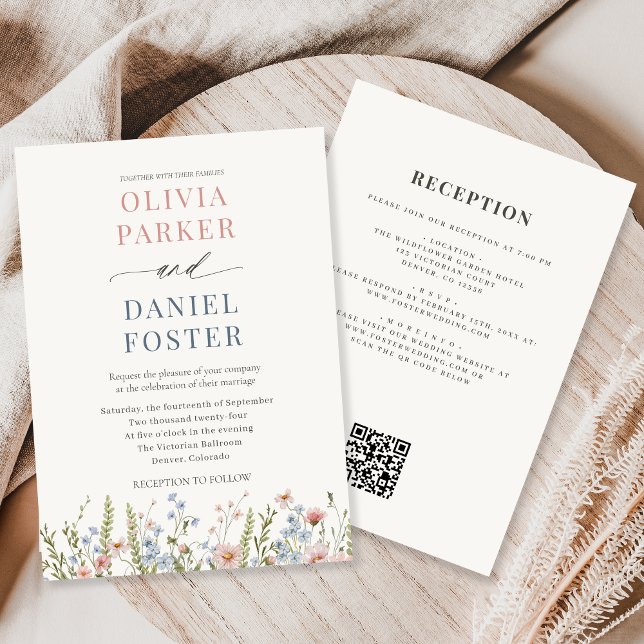 Invitation Wildflower Garden QR Code Wedding (Créateur téléchargé)