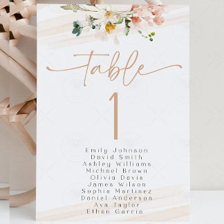Invitation Wildflower Garden Seating Chart Table Number Name 
