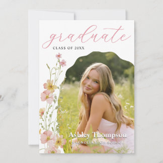 Invitation Wildflower Graduation Party Photo Collage