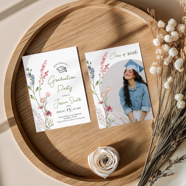 Invitation Wildflower Illustration Graduation Invite (Créateur téléchargé)