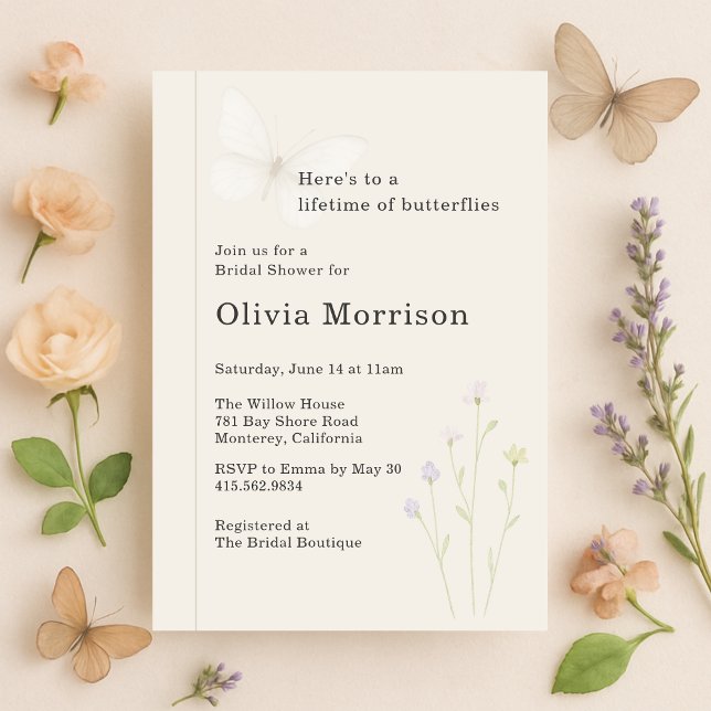 Invitation Wildflower Lifetime of Butterflies Bridal Shower (Créateur téléchargé)