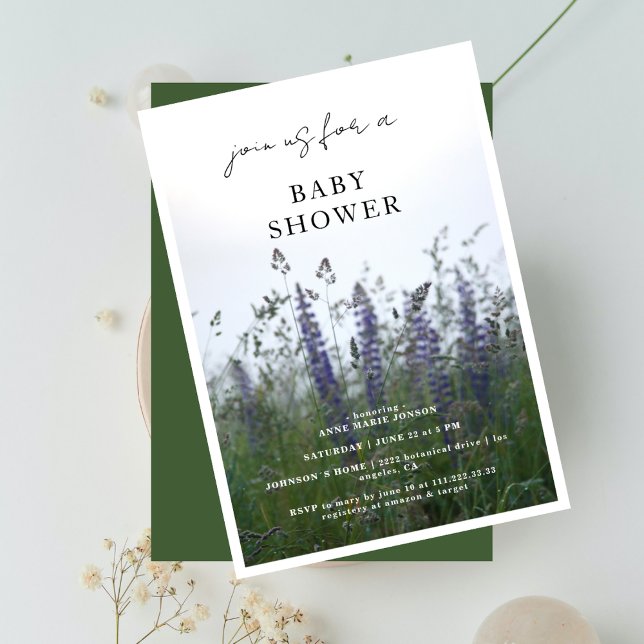 Invitation Wildflower Meadow Blue Flowers  Baby Shower (Créateur téléchargé)