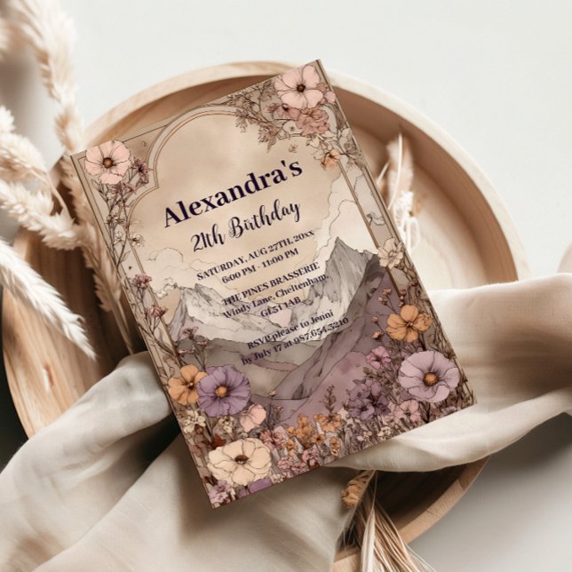 Invitation Wildflower Mountain Birthday Elegance (Créateur téléchargé)