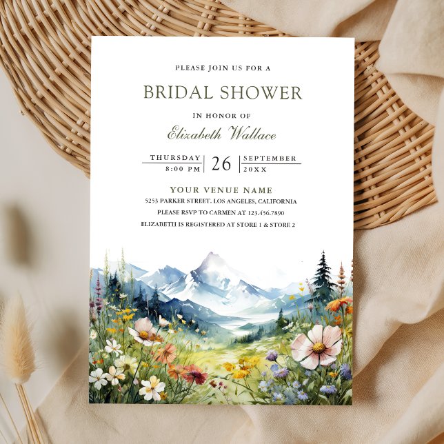 Invitation Wildflower Mountain Meadow QR Code Bridal Shower (Créateur téléchargé)