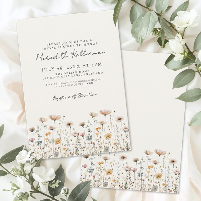 Invitation Wildflower Simple Floral Bridal Shower (Wildflower Simple Floral Bridal Shower Invitation)