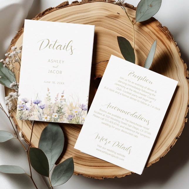 Invitation Wildflower Summer Meadow Wedding Details Card  (Créateur téléchargé)
