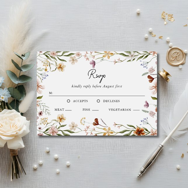 Invitation Wildflower Wedding RSVP Meal Choice Enclosure Card (Créateur téléchargé)