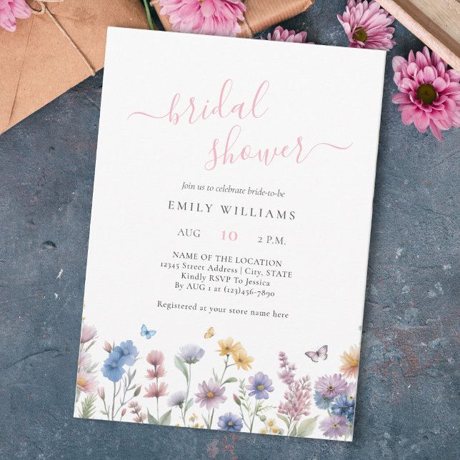 Invitation Wildflowers Butterflies Garden Bridal Shower (Créateur téléchargé)