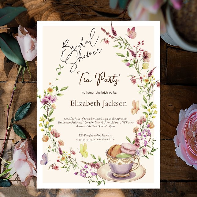 Invitation Wildflowers Butterflies Tea Party Bridal Luncheon (Créateur téléchargé)