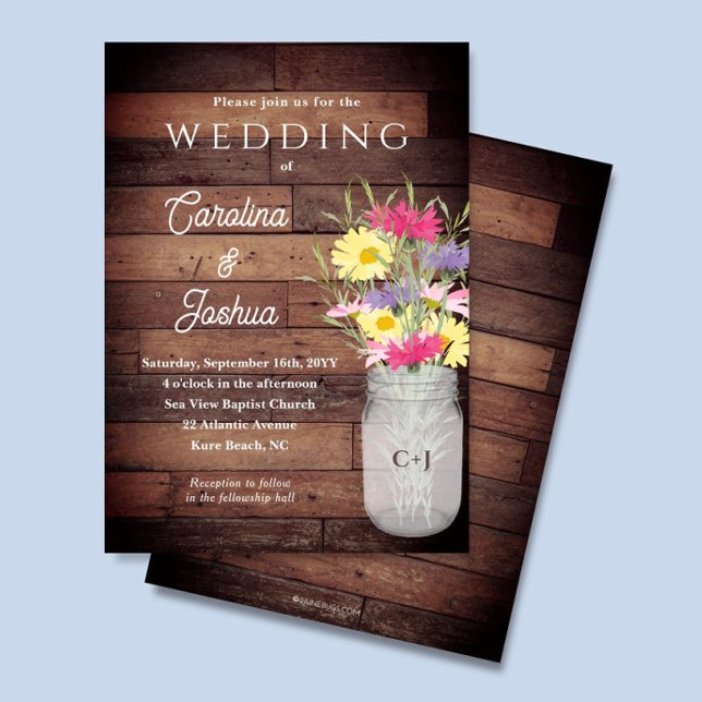 Invitation Wildflowers Mason Jar Spring Garden Wedding (Créateur téléchargé)