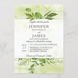 Invitation Wildwoods Botanical Modern Typography Mariage
