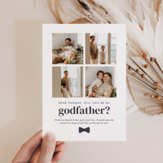 Invitation Will You Be My Godfather 4 Photo Proposal Card