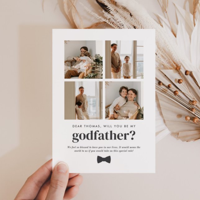 Invitation Will You Be My Godfather 4 Photo Proposal Card (Zazzle Will You Be My Godfather 4 Photo Proposal Card)