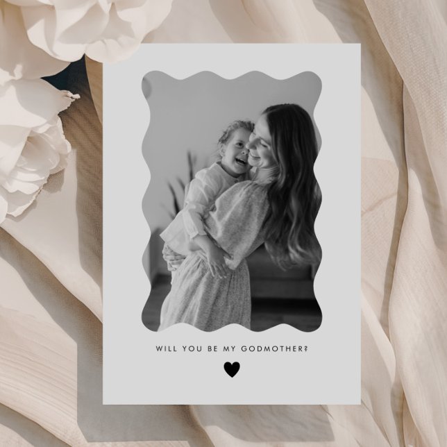 Invitation Will You Be My Godmother Wavy Photo Proposal Card (Zazzle Will You Be My Godmother Wavy Photo Proposal Card (Front))