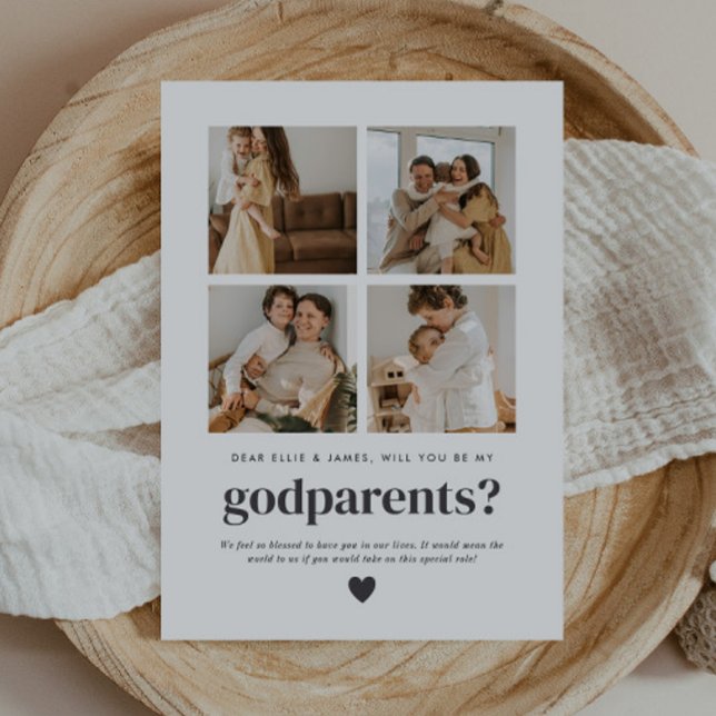 Invitation Will You Be My Godparents 4 Photo Proposal Card (Zazzle Will You Be My Godparents 4 Photo Proposal Invitation )