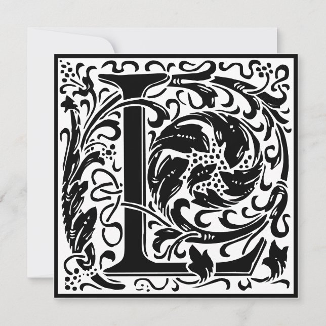 Invitation William Morris Alphabet Floral Lettre L (Devant)