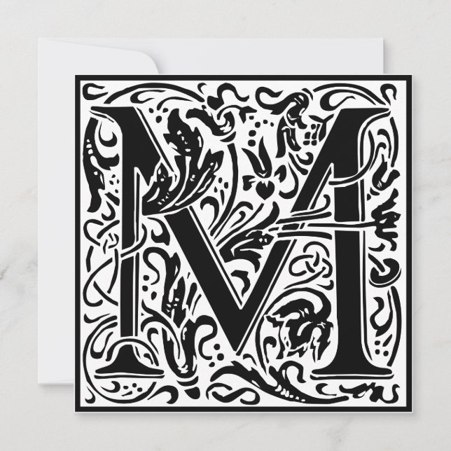 Invitation William Morris Alphabet Floral Lettre M (Devant)