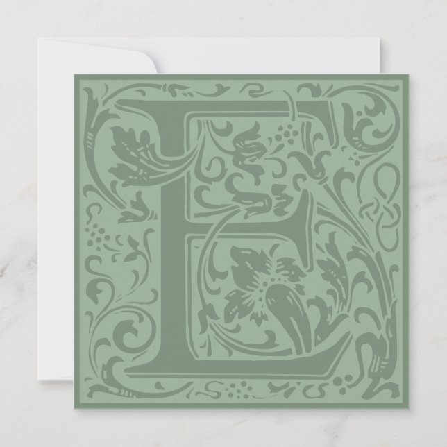 Invitation William Morris Alphabet Floral Lettre monogramme E (Devant)