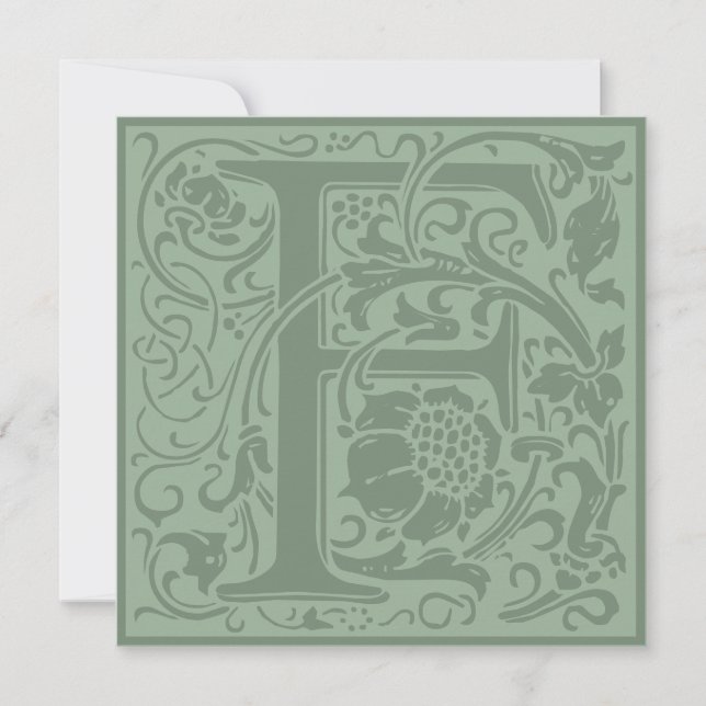 Invitation William Morris Alphabet Floral Lettre monogramme F (Devant)