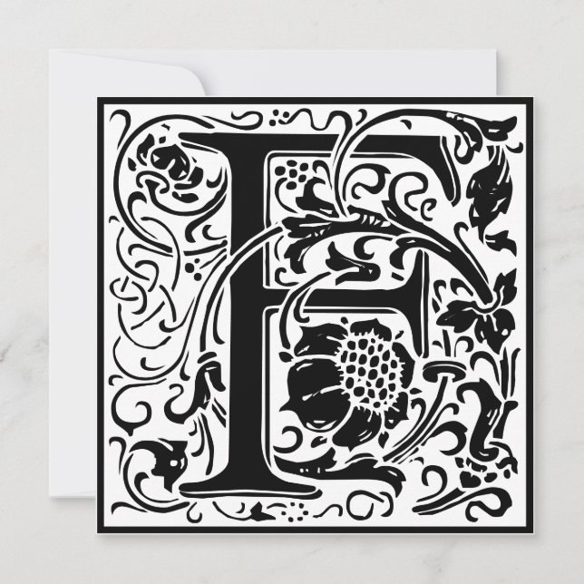 Invitation William Morris Alphabet Floral Lettre monogramme F (Devant)