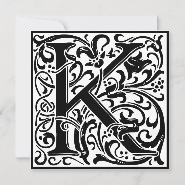 Invitation William Morris Alphabet Floral Lettre monogramme K (Devant)