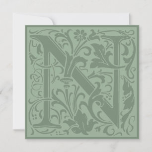 Invitation William Morris Alphabet Floral Lettre monogramme N