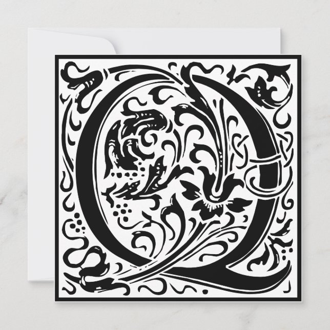 Invitation William Morris Alphabet Floral Lettre Q (Devant)
