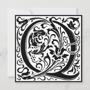 Invitation William Morris Alphabet Floral Lettre Q