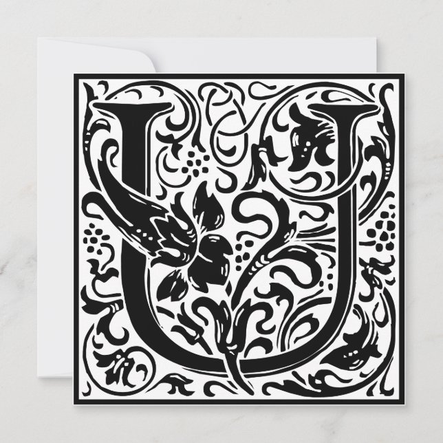 Invitation William Morris Alphabet Floral Lettre U (Devant)