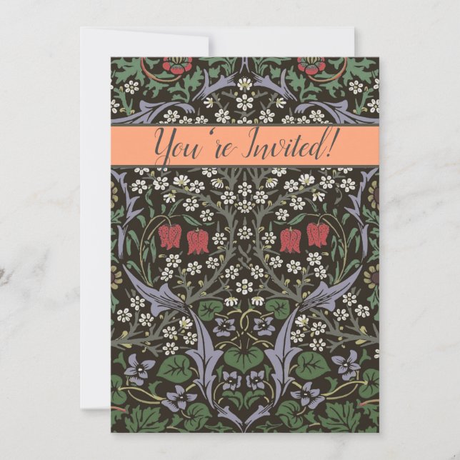 Invitation William Morris Blackthorn Tapestry Floral (Devant)