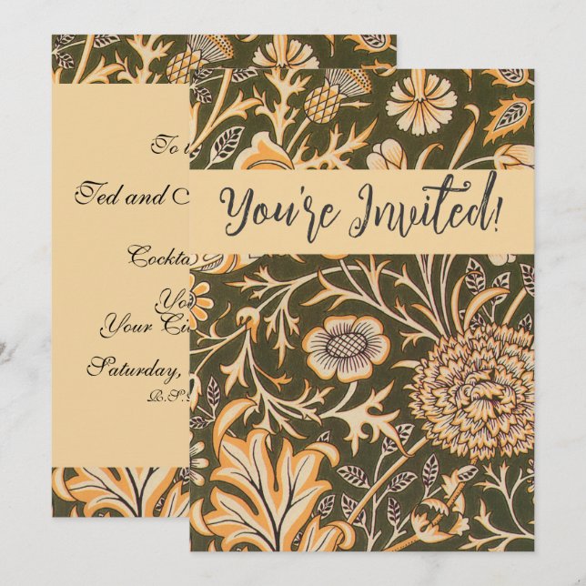 Invitation William Morris Cherwell Motif de fond d'écran (Devant / Derrière)