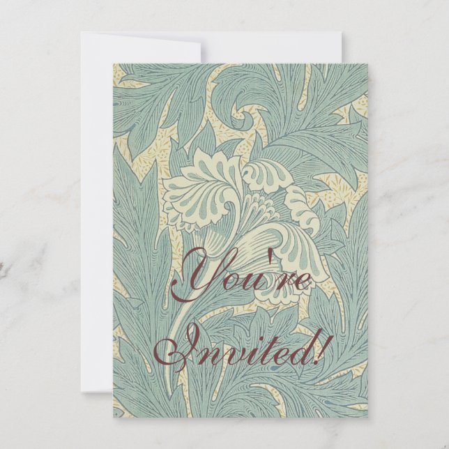 Invitation William Morris Classique Tulipe Bleu Floral (Devant)