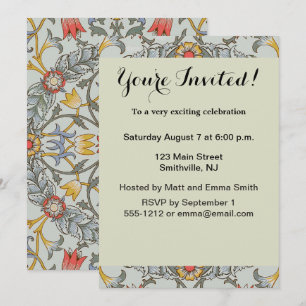 Invitation William Morris Floral Circle Flower Illustration