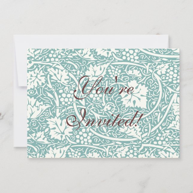 Invitation William Morris Grape Motif Turquoise Turquoise (Devant)