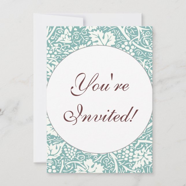 Invitation William Morris Grape Motif Turquoise Turquoise (Devant)
