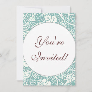 Invitation William Morris Grape Motif Turquoise Turquoise