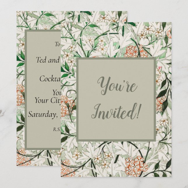 Invitation William Morris Jasmine Garden Flower Classic (Devant / Derrière)
