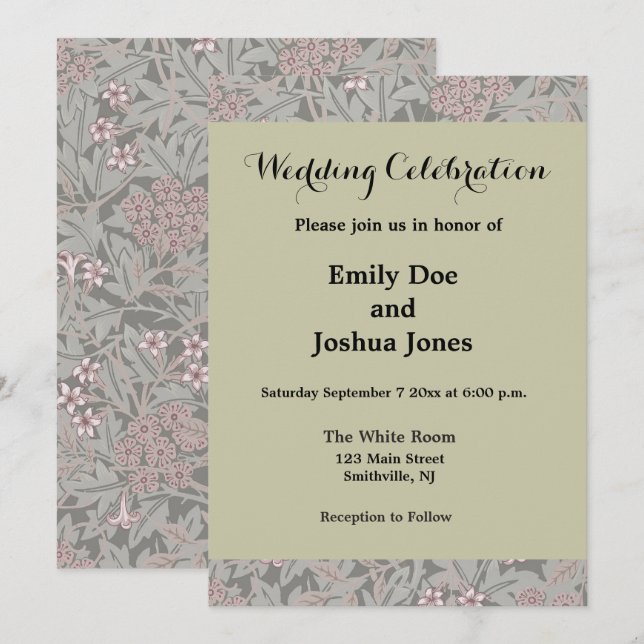 Invitation William Morris Jasmine Motif de fleurs (Devant / Derrière)