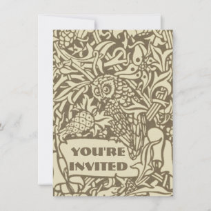 Invitation William Morris Owl Floral Design Vintage