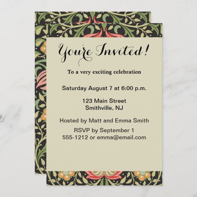 Invitation William Morris Persian Floral Antique (Devant / Derrière)