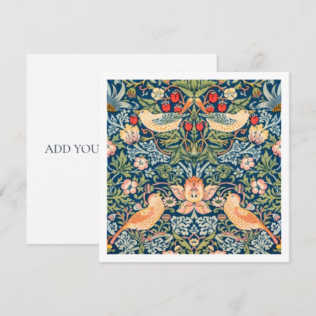 INVITATION : WILLIAM MORRIS : STRAWBERRY THIEVES (Front/Back)