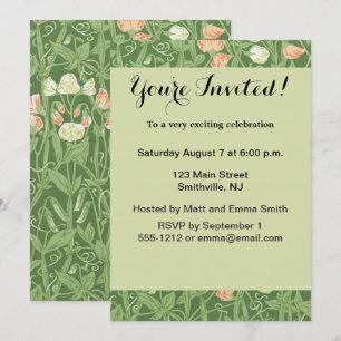 Invitation William Morris Sweet Pea Floral Design