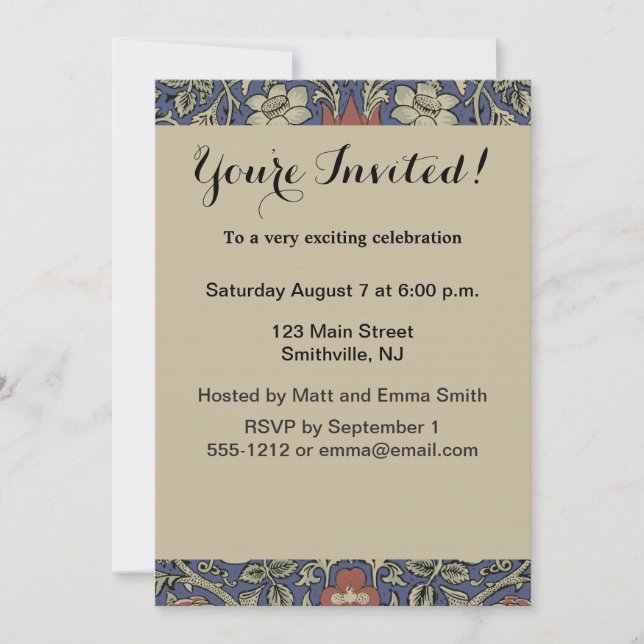 Invitation William Morris Tudor Fond d'écran Rose (Devant)
